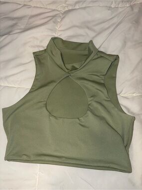 SHEIN Olive Green Sleeveless Crop Top